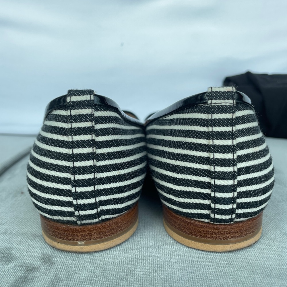Chanel Striped Cloth Ballet Flats - Black and Beige - Picture 6 of 9